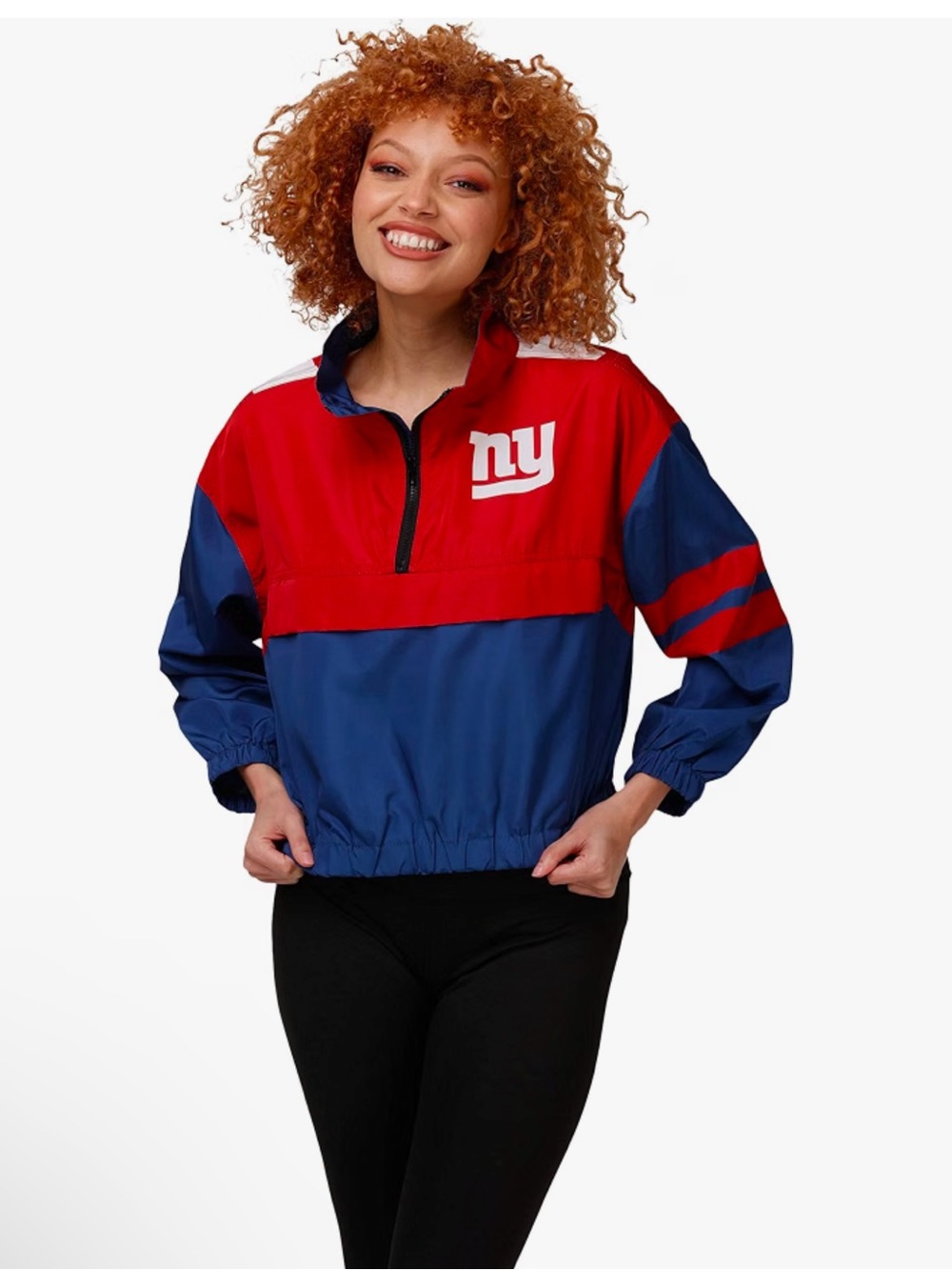 New York Giants Women's Red & Blue Pullover Windbreaker Jacket size m NWOT